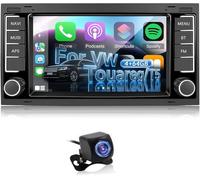 NHOPEEW 4+64G Autoradio pour VW Touareg 2004-2011 / Transporter T5 2004-2009 - Carplay et Android Auto sans Fil, GPS WiFi - Mirror Link Commande au Volant, écran partagé + caméra de recul et Micro