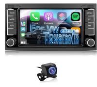 NHOPEEW 4+64G Autoradio pour VW Touareg 2004-2011 / Transporter T5 2004-2009 - Wireless Carplay and Android Auto WiFi GPS - Mirror Link Steer 32EQ Wheel Control Split Screen + Backup Camera & Mic