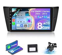 NHOPEEW 4+64G Radio Para coche de 8 núcleos Para BMW E90 E91 E92 E93 2005-2013 - Radio Android de 9 pulgadas Con Carplay inalámbrico y Android Auto WiFi GPS EQ DSP + cámara de marcha atrás AHD