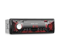 NHOPEEW Autoradio 1 Din avec Bluetooth - Radio 1 Din avec Mains Libres/FM/Affichage de l'heure - Deux Ports USB, Chargement USB, Entrée AUX, Rétro-éclairage Rouge