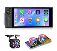 NHOPEEW Autoradio 1 DIN Con CarPlay e Android Auto Wireless, Radio FM, comandi al Volante, supporto per telecamera di retromarcia, doppia Porta USB + ricarica rapida Type-C