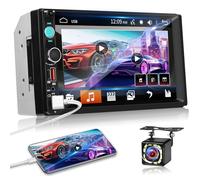 NHOPEEW Autoradio 2 Din 7 Pouces avec Mirror Link Filaire, Bluetooth FM EQ, Commandes au Volant, Partage vidéo, Boutons Lumineux 7 Couleurs, Double Port USB/Type-C/SD/AUX