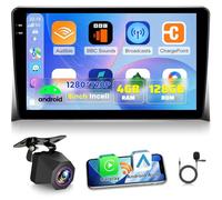 NHOPEEW Autoradio 4+128G Android pour VW T5 Transporter/Multivan/Califonia/Caravelle 2008-2015 avec Carplay sans Fil et Android Auto - Écran incell 9 Pouces Prise en Charge WiFi GPS + Caméra de recul