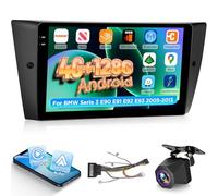 NHOPEEW Autoradio 4+64G Android pour BMW Serie 3 E90 E91 E92 E93 2005-2013 avec Carplay sans Fil et Android Auto - Écran incell 9 Pouces Prise en Charge WiFi GPS Commandes au Volant + Caméra de recul
