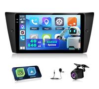 NHOPEEW Autoradio 4+64G pour BMW Serie 3 E90 E91 E92 E93 2005-2013 avec Carplay sans Fil et Android Auto - Écran incell 9 Pouces Prise en Charge WiFi GPS Commandes au Volant + Caméra de recul, Canbus