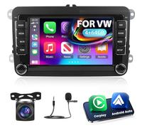 NHOPEEW Autoradio 7 pouces 4 + 64G Android pour VW Passat b6 b7 Golf 5 6 Jetta T5 EOS POLO Touran Seat Sharan - Support Wireless Carplay & Android Auto WiFi GPS FM RDS EQ Mirror Link + Caméra de recul