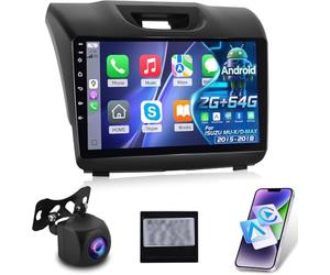 NHOPEEW Autoradio Android 2G+64G pour Isuzu MU-X/D-Max 2015-2018 - sans Fil Carplay & Android Auto - Stéréo Android 9 Pouces avec WiFi EQ GPS Mirror Link FM RDS + AHD Caméra de recul&Mic
