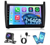NHOPEEW Autoradio Android 2G+64G pour VW Polo 6R 2009-2017 - sans Fil Carplay & Android Auto - Stéréo Android 9 Pouces avec WiFi EQ GPS Mirror Link FM RDS + AHD Caméra de recul&Mic