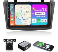 NHOPEEW Autoradio pour Mazda 3 2009-2013 avec Carplay sans Fil & Android Auto - Autoradio Android 13 avec GPS WiFi Contrôle au Volant EQ Écran divisé + Caméra de recul et Microphone