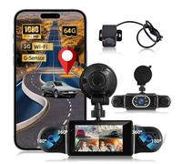 NHOPEEW Caméra embarquée 360°à 4 canaux pour Voiture : caméra embarquée 1080P avec contrôle Via Application WiFi, Vision Nocturne, Enregistrement en Boucle, Moniteur de stationnement et capteur G