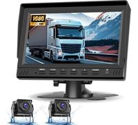 NHOPEEW Kit caméra de recul pour Voiture - Écran 7 Pouces avec Deux caméras étanches 1080P, Enregistrement en Boucle, Ligne de recul, caméra de recul pour Voiture/Tracteur + Carte TF 64 Go
