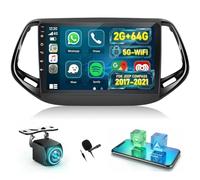 NHOPEEW Radio de Voiture 2+64G pour Jeep Compass 2017-2021 - Carplay sans Fil et Android Auto - Stéréo Android 13 de 10,1 Pouces avec WiFi EQ GPS Mirror Link FM RDS