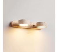 NHPJFDC Applique Murale en travertin Jaune Naturel, 3 lumières, rotative à 180°, éclairage d'intérieur en Pierre, LED Chaude, pour Coiffeuse, Miroir de Salle de Bain