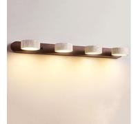 NHPJFDC Applique Murale en travertin Jaune Naturel, 3 lumières, rotative à 180°, éclairage d'intérieur en Pierre, LED Chaude, pour Coiffeuse, Miroir de Salle de Bain