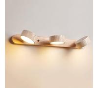 NHPJFDC Applique Murale en travertin Jaune Naturel, 3 lumières, rotative à 180°, éclairage d'intérieur en Pierre, LED Chaude, pour Coiffeuse, Miroir de Salle de Bain