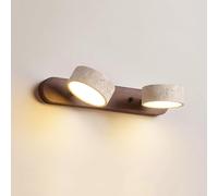 NHPJFDC Applique Murale en travertin Jaune Naturel, 3 lumières, rotative à 180°, éclairage d'intérieur en Pierre, LED Chaude, pour Coiffeuse, Miroir de Salle de Bain