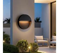 NHPJFDC Applique Murale LED étanche IP65 - Applique Ronde Ultra-Mince, Lampe extérieure Noire Brillante pour Porche, terrasse, Jardin, Patio et éclairage paysager (lumière Blanche 15 cm)