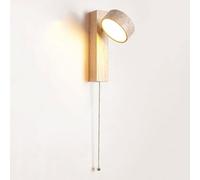 NHPJFDC Applique Murale LED rotative à 180° en Bois, 9 W, Imitation marbre Naturel, Style Rustique Vintage, idéale pour la Lecture, la Chambre, Le Salon ou la Cuisine. en Bois, avec chaînette.