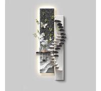 NHPJFDC Décoration Murale 3D en grès avec éclairage LED, Tableau Lumineux avec Vase hydroponique en Verre, Tableau à Suspendre verticalement pour entrée ou Couloir (Style A, 120 cm L x 44 cm l)