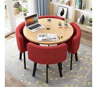 NHPJFDC Ensemble Table et chaises Rondes, mobilier de Salle à Manger Moderne et décontracté pour Cuisine, Salon ou séjour (80 cm), Rouge
