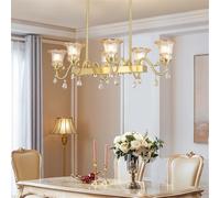 NHPJFDC Lustre américain de Luxe en Laiton à LED, Style rétro et créatif, idéal pour Un Salon, Un Restaurant, Une Chambre à Coucher, Un Bureau, Une Villa, Un hôtel ou Un café (6 Lampes AB)