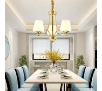 NHPJFDC Lustre américain de Luxe en Laiton à LED, Style rétro et créatif, idéal pour Un Salon, Un Restaurant, Une Chambre à Coucher, Un Bureau, Une Villa, Un hôtel ou Un café (3 Lampes)
