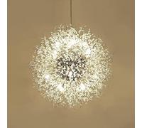 NHPJFDC Lustre argenté Pissenlit, 24 lumières - 101,6 cm de diamètre, Ampoules LED G9 incluses, Grand Lustre Suspendu surdimensionné (argenté 16 lumières)