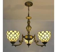 NHPJFDC Lustre de Luxe américain à LED, Style rétro, créatif, pour Salon, Restaurant, Chambre à Coucher, Villa, hôtel, café, Bar, Suspension en Verre coloré (3 lumières)