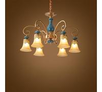 NHPJFDC Lustre de Luxe européen à LED pour Salon, Style américain rétro, en céramique, pour Restaurant, Chambre à Coucher, Bureau, Villa, hôtel, café (6 lumières)