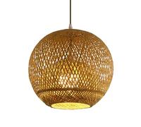 NHPJFDC Lustre en Bambou à Double Couche, Suspension créative en Osier pour Salle à Manger, Suspension en rotin, luminaire de Plafond en Tissage Globe pour îlot de Cuisine, Chambre à Coucher