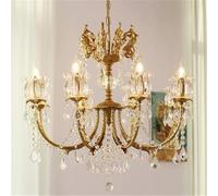 NHPJFDC Lustre en Laiton à Bougie française LED, Style rétro américain, pour Salon, Restaurant, Chambre à Coucher, Bureau, Villa, hôtel, Bar, café, Lampe Suspendue (B 8 lumières)