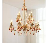NHPJFDC Lustre en Laiton à Bougie française LED Style rétro américain pour Salon, Restaurant, Chambre à Coucher, Bureau, Villa, hôtel, Bar, café (lumières E 12)