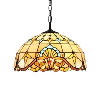NHPJFDC Lustre, Suspension Victoria Vintage en vitrail, plafonnier LED pour Salon, Chambre, Salle à Manger, Cuisine, Bureau, 40 cm (16 Pouces)