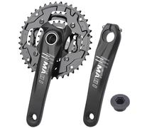 NHPJFDC Pédalier VTT 170 mm Creux intégré, Plateaux 3 pièces 24-32-43 Dents, 6/7/8/9/10 Vitesses, manivelle en Alliage d'aluminium, Compatible avec 6-10 Vitesses (Noir)