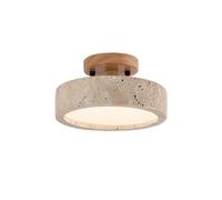 NHPJFDC Plafonnier encastré en Pierre Naturelle, Applique LED Ronde pour Couloir, luminaire d'appoint en Bois de 20 cm, Lampe de Plafond Rustique pour entrée, Dressing