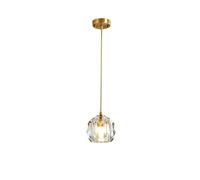 NHPJFDC Suspension Moderne en Mini Cristal Transparent avec Base en métal doré, idéale pour îlot de Cuisine, Chambre, Table de Chevet, Couloir ou Salon. Câble réglable.