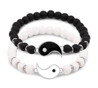 NHPY 2 Pièces Bracelet D'Amitié, Idée Bracelet Couple, Cadeau Couple Noel, Bracelet Saint Valentin, Yin Yang Cadeau Amoureux pour Homme, Bracelet Connecté Couple,Cadeau Saint Valentin,BFF Bracelet