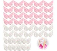 NHPY 40 pièces Petites Ailes d'Ange pour Travaux Manuels Patch brodé à repasser ailes d'ange Mini Ailes Patches Paillettes Applique Pour vêtements Pour Décoration Vêtements Ornement (blanc, rose)