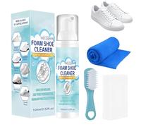 NHPY Nettoyant Chaussures Avec Brosse & Chiffon - Kit Nettoyage Sneakers,Baskets Blanches,Cuir,Daim,Toile,Maille,Bottes,Caoutchouc