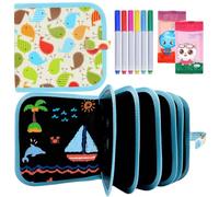 NHQ Tablette Dessin Enfant 2-3-4-5 Ans Effaçable,Cahier de Dessin Enfant,Réutilisable Double Face Livre Dessin Enfant pour Enfants,Tapis Dessin Eau,6 Stylos Effaçables Colorés 10 Pages