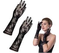 NHQZ 1 paire de gants en dentelle gants noir tenue des années 20 Gants courts élégants en dentelle pour femme - Pour fête de mariage et thé, bal de fin d'année, soirée Halloween Lace Gloves