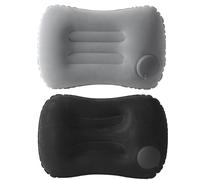 NHQZ 2 Pcs Oreiller Camping Portatif,Oreiller Gonflable Floqué,Oreiller Gonflable de Voyage,Coussin de Plage Ultra Légers Résistants à l'eau,Extérieur,Bureau,Longs Trajets,Noir, Gris