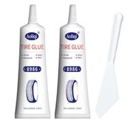 NHQZ 2 Pièce Colle Vulcanisante Pneu,Colle Meche Pneu(120ML,60ML+Grattoir Blanc en Plastique) Colle Pneu Voiture,Colle pour Caoutchouc, Applicable à Pneu Voiture,Moto,VéLo,Tous Les Modèles de Pneus