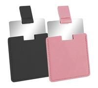 NHQZ 2 Pièce Miroir de voyage, Mini miroirs de sac à main en acier inoxydable avec coque en cuir synthétique