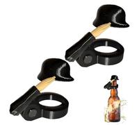 NHQZ 2 Pièces Casque de Bouteille de Soldat de Salut Amusant, Casque De Bouteille De Bière, Design Décoratif Amusant, Housse Réutilisable Casques de Bouteille de Bière(noir)