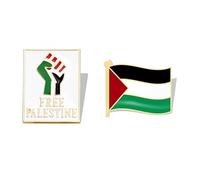 NHQZ 2PCS Palestine Pin Broches de Drapeaux Nationaux Palestiniens pour Femmes et Hommes Badge de Revers en émail