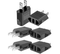 NHQZ 6 pièces Adaptateur de Voyage,Adaptateur Prise France vers USA,Adaptateur Prise Universelle Americaine/Chine/Japon/Canada/Mexique(Type universel, noir)