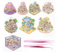 NHQZ Autocollants de Scène 8 Set 3D House Stickers DIY Adorables Autocollants 3D pour Adultes, Enfants