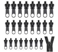 NHQZ Curseur Fermeture Eclair Clipsable 24 pcs Tirette de Fermeture Eclair, Remplacement Universel Fermeture Eclair, tirette de fermeture éclair amovible,Détachable Zipper pour Veste, Manteau, Valise
