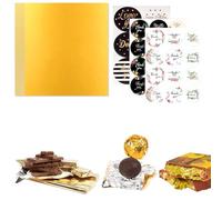 NHQZ Emballage chocolat,104 Pièces feuilles d'emballage en feuille d'or pour chocolats, barres de chocolat avec dos en papier épais pour Noël, mariage, anniversaire, bonbons faits maison, 19 x 16 cm